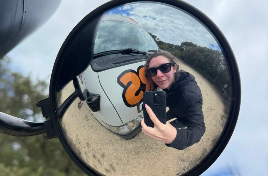 roadtrip en van selfie